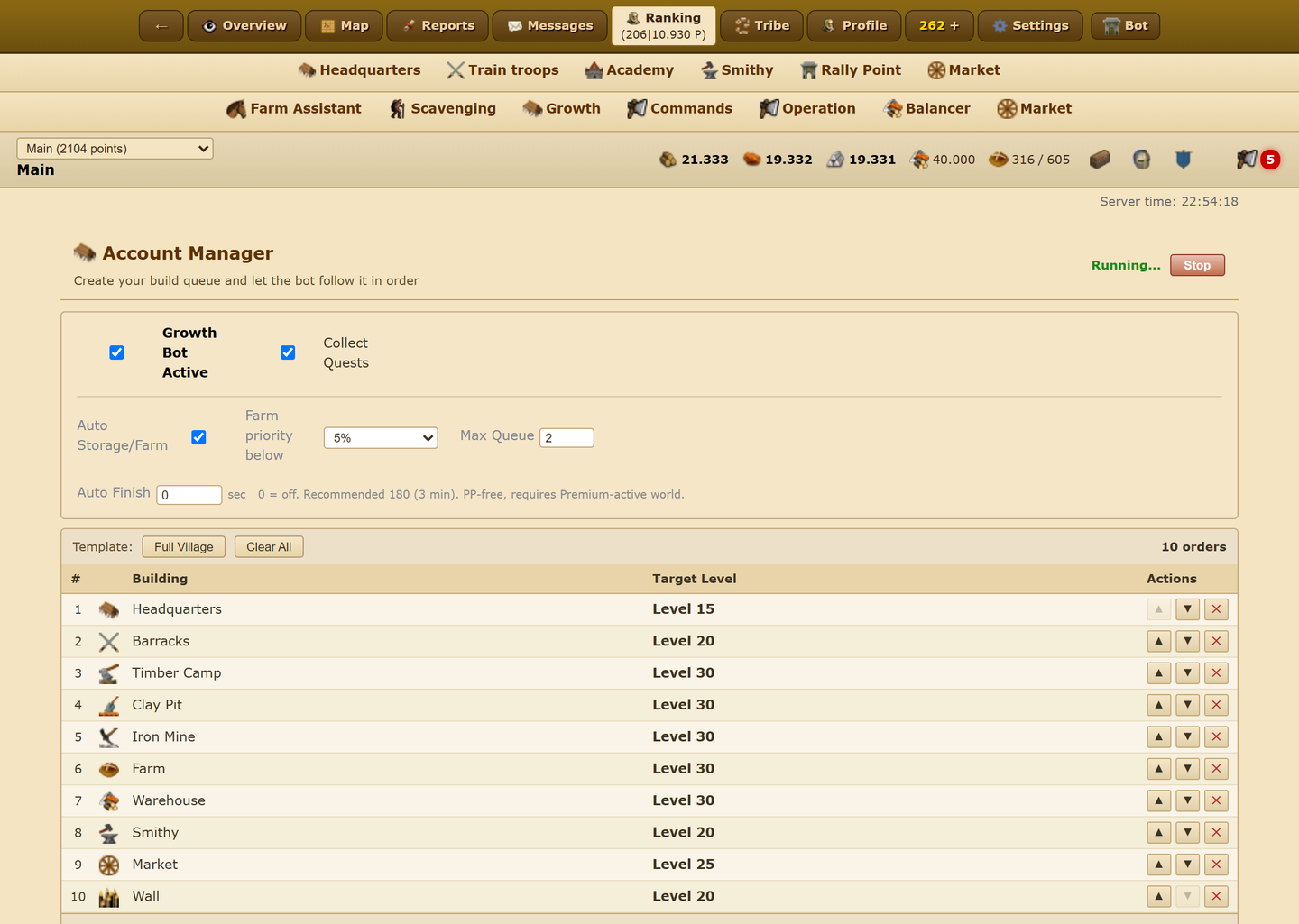 Automatic building queue in the SNT Cloud panel